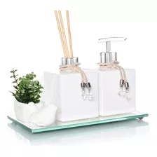 Kit Aromatizador De Ambiente Com Bandeja E Decoração