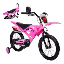 Bicicleta Para Niños R12 Tipo Moto Cross Rin Cromado Color Rosa