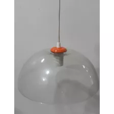 Lampara Campana De Vidrio Transparente Con Naranja