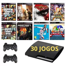 Sony Playstation 3 Slim 160gb + 2 Controles + Gta 5 + God Of War 3 + The Last Of Us + Call Of Duty - Ps3