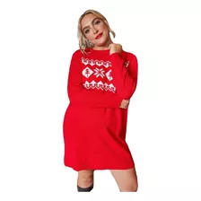 Vestido Rojo Navidad Talla Grande Shein