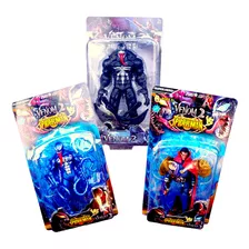 Set Spiderman Figura Muñeco Articulado Con Luz X3 Coleccion