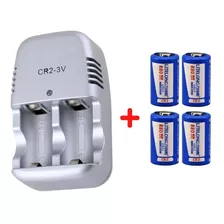 Cr2 Carregador + 4 Baterias Cr2 800 Mah 3v Recarregável