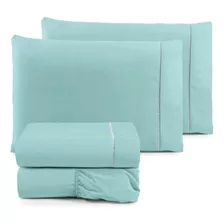 Fronha Lisa Avulsa 70x50 Macia Ponto Palito Moderna Premium Cor Tiffany