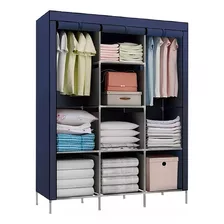 Guarda Roupa Dobrável Organizador Portátil Armário Grande Cor Azul