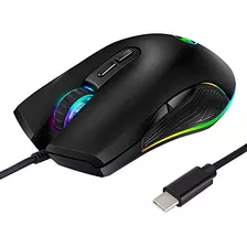 Mouse Usb C Attoe, Ergonómico Con Retroiluminación, 3200