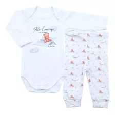 Conjunto Body Calça Bebe Estampado Koala Raposa Menino Menin