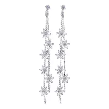 Aros Largos Fiesta Flores, Plata 925 Y Circones