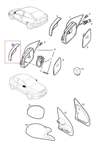 Tapa Espejo Lateral Derecho Astra 1.8l  2004 Foto 4