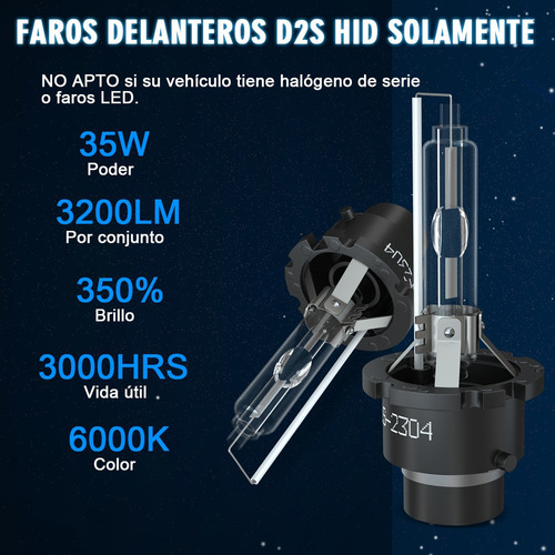 D2s Hid Xenn Faro + 9006 Led Kit De Luz Antiniebla 6000k