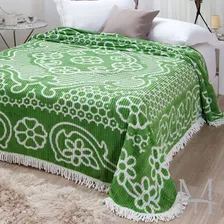 Colcha Chenille Jolitex Casal Com Franja 2,20x2,40m Verde