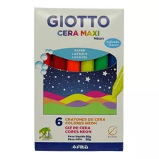 Crayones Giotto Maxi Neon 6 Crayones Cera Colores Fluo