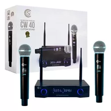 Kit 2 Microfones Sem Fio Custom Sound Cw-40 Preto Com Maleta