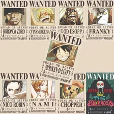 Kit 9 Pôsteres Procurado One Piece A4 Novo Mundo Anime