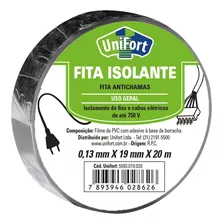 Fita Isolante Elétrica Pvc Lonada Antichama 19x20 Metros Cor Preto