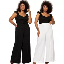 Kit 2 Calça Pantalona Wide Leg Plus Size