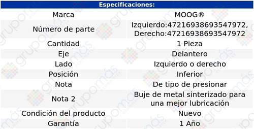 Rotula Horquilla Delantera Inf Moog Caravelle 1978 A 1984 Foto 2
