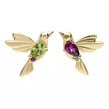 Aros Colibri Plata 925 Baño Oro Joya Mujer 