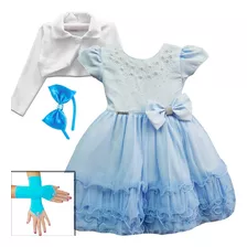 Vestido Infantil Frozen Cinderala Alice Luxo Kit Completo