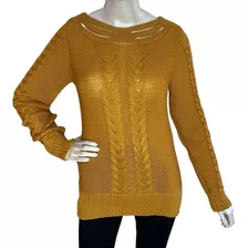 Blusa Frio Tricot Lã E Alto Relevo Gola Aberta Várias Cores