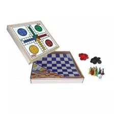 Dama E Ludo 2x1 Jogo Tabuleiro Madeira