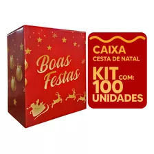 Caixa Cesta De Natal Boas Festas 26,5x16x32cm 100 Unidades