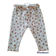 Pantalón Tipo Calza Zara, Algodón Beige Estampado 9-12 M