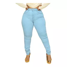 Calça Jeans Plus Size Feminina Lycra Cintura Alta Blogueiras