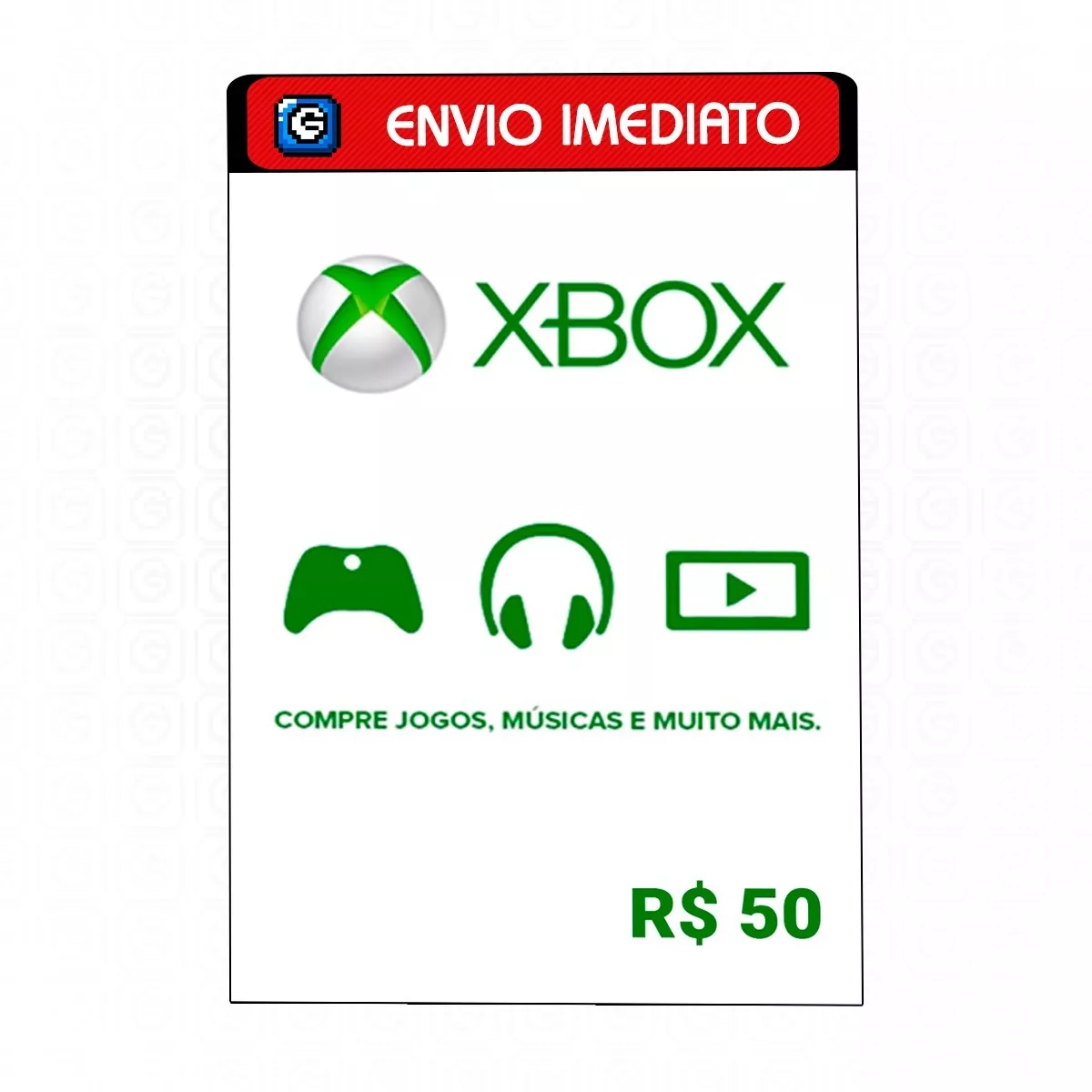 Microsoft Gift Card R$ 50 Reais Cartão Presente Xbox Live Br