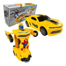 Carrinho Camaro Transformers Vira Robô Luz Som Bate Volta