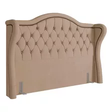 Cabeceira Cama Box Casal 140cm Antibes P02 Veludo Bege Cor Creme