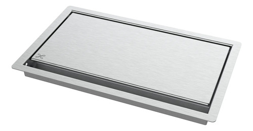 Tampa Lixeira Retangular De Embutir Bancada Inox 5,1 L Cinza