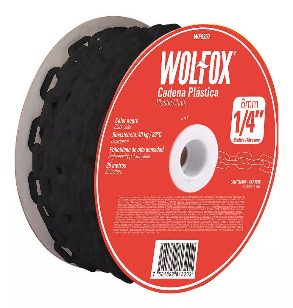 Cadena Plastica Negra 1/4 25m Wf9357 Wolfox