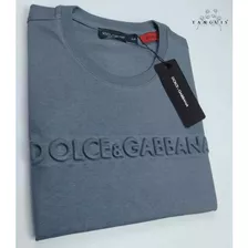 Camiseta Dolce E Gabbana Malha Tanguis Pima Azul Chumbo 