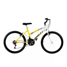 Bicicleta De Passeio Ultra Bikes Bike Aro 24 Bicolor 18 Marchas Freios V-brakes Cor Amarelo/branco