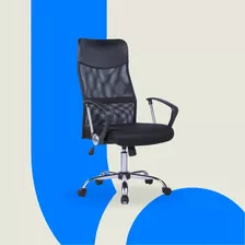 Silla Ergonómica Gerente Malla Cromada Color Negro