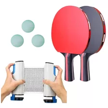 Kit De Raquetas De Ping Pong, Pelotas Y Red Retractil