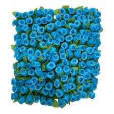 144 Mini Rosas Flores Rosinhas Artificiais Cetim Azul 