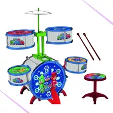 Brinquedo Bateria Infantil Pj Masks Com Banquinho Candide