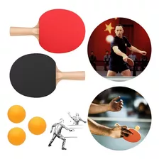 Raquete Ping Pong Tênis De Mesa Par + 3 Bolas De