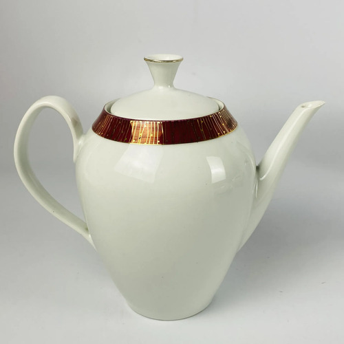 Jogo Chá/café Porcelana Renner Vinho E Dourado Vintage Branco 2