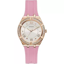 Reloj Guess Gw0034l3 Cosmo Quartz Mujer Color De La Correa Dorado Color Del Bisel Rosa Color Del Fondo Blanco