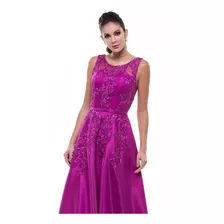 Vestido Festa Madrinha Formatura Mãe Noiva Com Rendas 