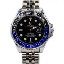 Relógio Elegance Submariner Luxo Subaquático Azul Preto