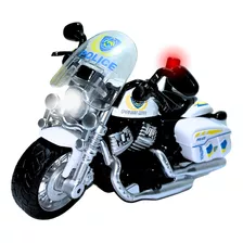 Moto Policial Miniatura De Ferro Fusca Flexão Abre Porta