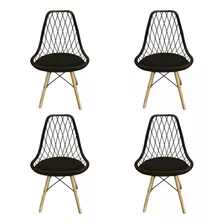 Silla Hogar Eames Calada Dante Flia Hdc Group, Pack X4 Unidades Color Negro