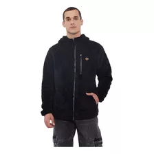 Polerón Hombre Peludo Liso Full Zipper Negro Corona