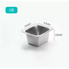 Set 5 Depositos Gastronomico 1/6 10cm Acero Inox Con Tapa