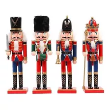 4 Marionetas De Soldado Cascanueces Navideñas. Adornos Pará Color 4 Pcs