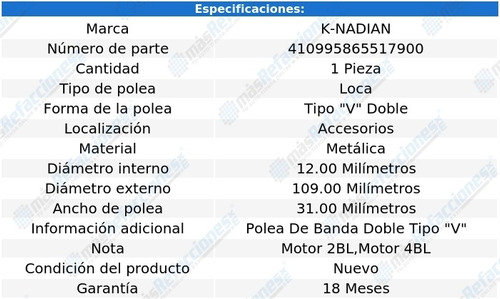 Polea Banda Metalica Tipo  V  Doble Diplomat V8 5.2l 89 Foto 3